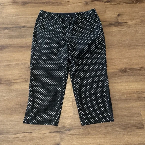 Talbots Perfect Skimmer Pants in Black with White Polka Dots. Size 8 - Picture 3 of 5